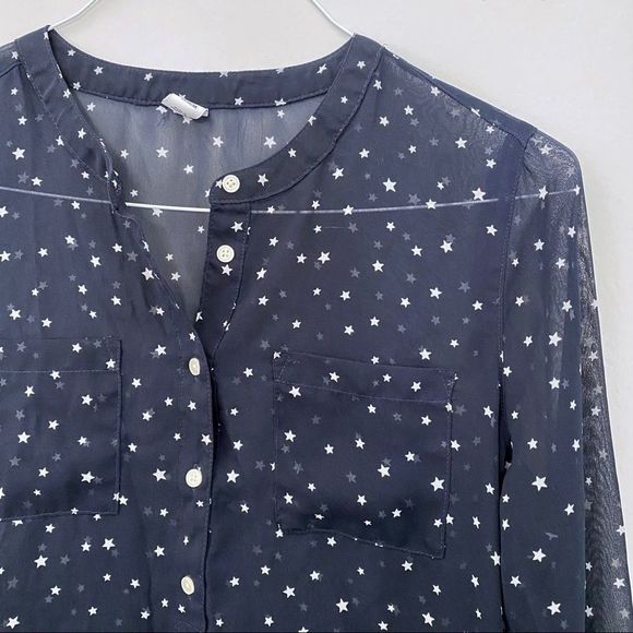 Old Navy sheer navy star print popover top - Picture 2 of 5